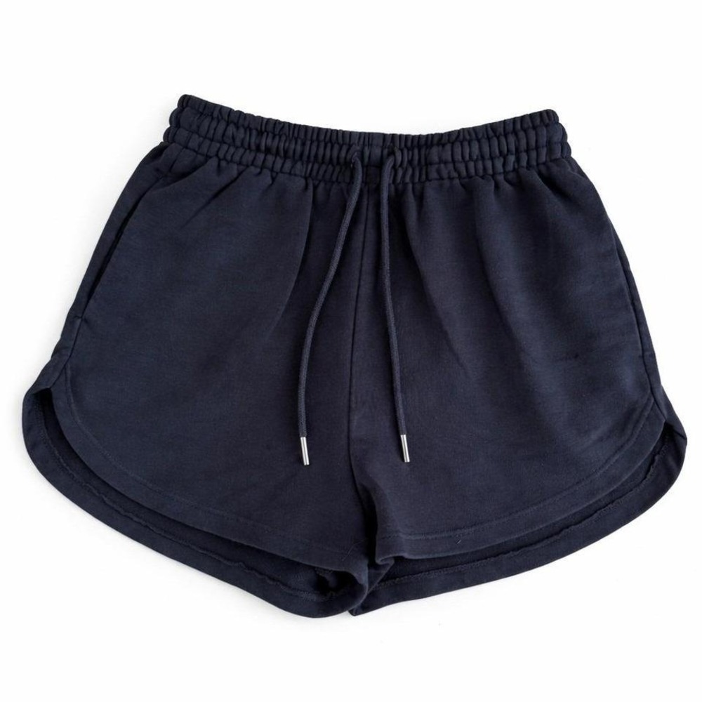 H&M Sweat Shorts Small Navy Blue Dolphin Hem Drawstring Waist